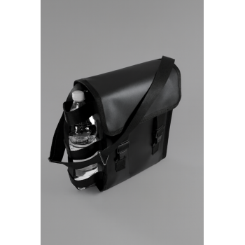 Torba Górnicza Wodoodporna MOCNA Prostokąt Czarna z koszem zewnętrznym na butelkę 1,5l.