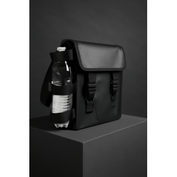 Torba Górnicza Wodoodporna MOCNA Prostokąt Czarna z koszem zewnętrznym na butelkę 1,5l.