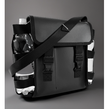 Torba Górnicza Wodoodporna MOCNA Prostokąt Czarna z podwójnym koszem zewnętrznym na butelki 1,5l.